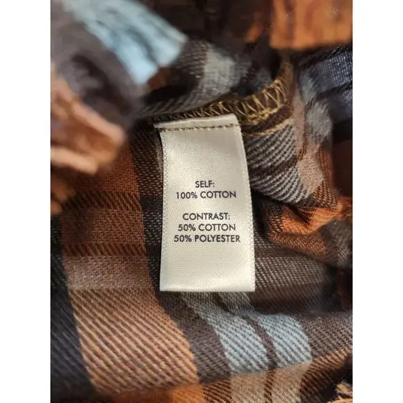 BKE Boyfriend Fringed XL Plaid‎ Shirt - Picture 3 of 5